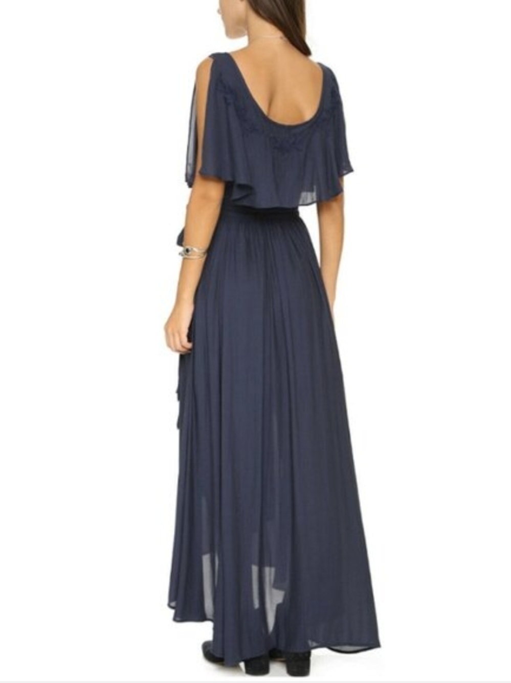 Free People Fiona Maxi Wrap Dress In Midnight Blue Womens Small Embroidered - Picture 2 of 16